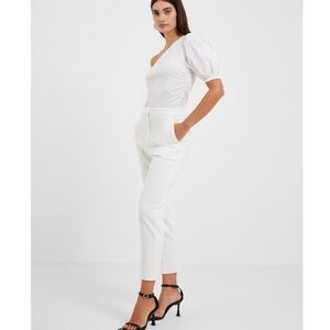 NWT FRENCH CONNECTION ivory one shoulder puff sleeve cinched top